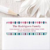 Moderne Gingham Holiday Card Rücksendeadresse (Insitu)