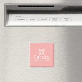 Moderne Gingham-Rosa-Schleifen-Namenszitat Magnet (In Situ (Geschirrspüler))