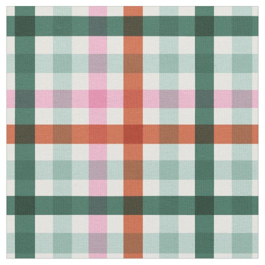Moderne Gingham Weihnachten Grün und Rot Stoff (Nahaufnahme)