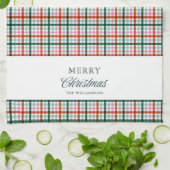 Moderne Gingham Weihnachtsdekoration personalisier Geschirrtuch (Gefaltet)