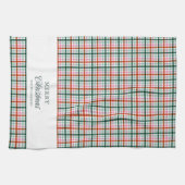 Moderne Gingham Weihnachtsdekoration personalisier Geschirrtuch (Horizontal)