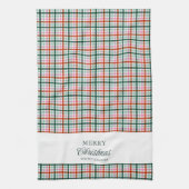 Moderne Gingham Weihnachtsdekoration personalisier Geschirrtuch (Vertikal)
