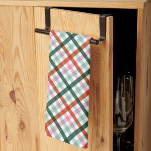 Moderne Gingham-Weihnachtsmuster  Geschirrtuch