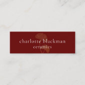 Moderne Gingko Leaf QR Code Mini Red Business Card Visitenkarte (Vorderseite)