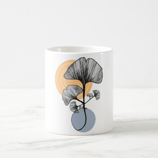 Moderne Ginkgo-Blatt-Botanik-Tasse Kaffeetasse (Mittel)