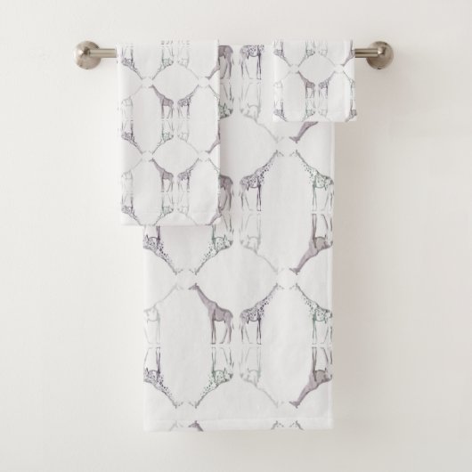 Moderne Giraffe Diamond Print Badhandtuch Set (Insitu)