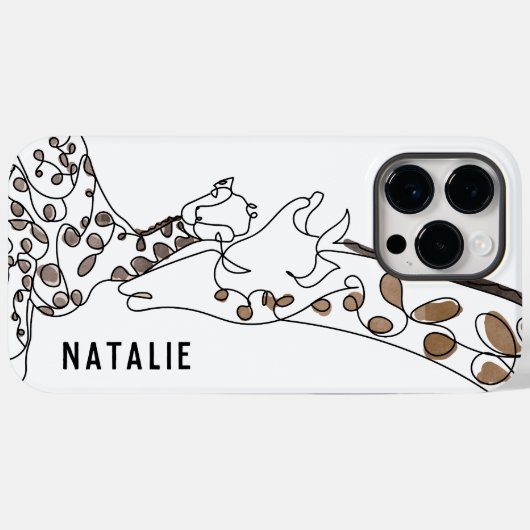 Moderne Giraffe Linie Kunstname Weiß Case-Mate iPhone Hülle (Rückseite (Horizontal))