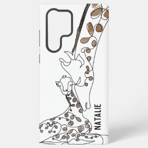 Moderne Giraffe Linie Kunstname Weiß Samsung Galaxy Hülle