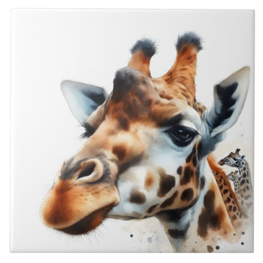 Moderne Giraffe Wasserfarbe Mural Fliese (Vorderseite)