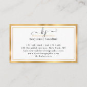 Moderne Girl 2 Monogram Script Gold White Business Visitenkarte (Rückseite)