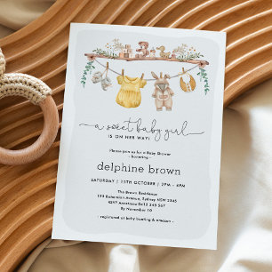Moderne Girl Baby Dusche Kinderzimmer Kleidung Einladung
