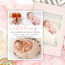 Moderne Girl Birth Announcement Foto Collage Card