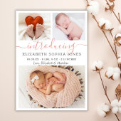 Moderne Girl Birth Announcement Foto Collage Card Ankündigung