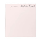 Moderne Girl Black Pink Script Calligrafy Name Notizblock (Vorderseite)