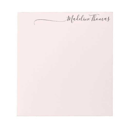Moderne Girl Black Pink Script Calligrafy Name Notizblock (Vorderseite)
