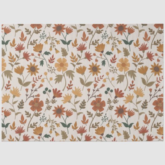 Moderne Girl-Blume und Leaf-Muster Goldrust Seidenpapier (Vorderseite)