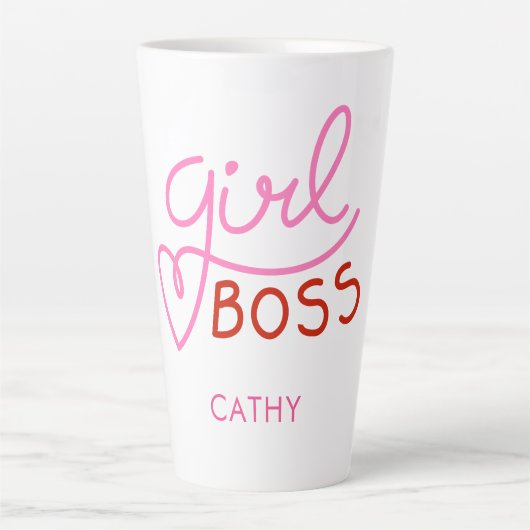 Moderne Girl Boss Fun Typografie Latte Tasse (Vorderseite)