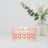 Moderne Girl Butterfly Rose Gold Loyalty Card Visitenkarte (Stehend Vorderseite)