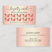 Moderne Girl Butterfly Rose Gold Loyalty Card Visitenkarte (Vorne/Hinten)