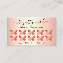 Moderne Girl Butterfly Rose Gold Loyalty Card Visitenkarte