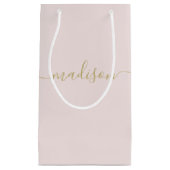 Moderne Girl Chic Feminine Gold Script Rosa Kleine Geschenktüte (Vorderseite)
