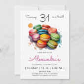 Moderne Girl Chic Sweet Macarons Rainbow Watercolo Einladung (Vorderseite)