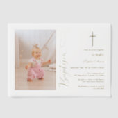 Moderne Girl Foto Gold Calligraphy Baptisk Pergament Einladungen (Vorderseite)