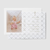 Moderne Girl Foto Gold Calligraphy Baptisk Pergament Einladungen (Versetzt (Einladung))