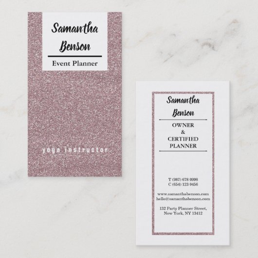 Moderne Girl Imitate Rosa Glitzer Bokeh Event Plan Visitenkarte (Vorne/Hinten)