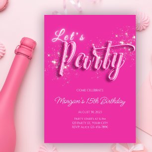 Moderne Girl Pink Gold Glitzer Geburtstagsparty Einladung