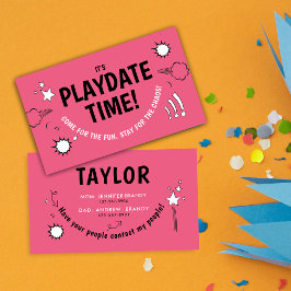 Moderne Girl Pink Playdate Fun Doodle School End Visitenkarte