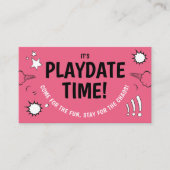 Moderne Girl Pink Playdate Fun Doodle School End Visitenkarte (Vorderseite)