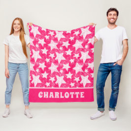 Moderne Girl Pink Stars Muster Personalisierter Na Fleecedecke