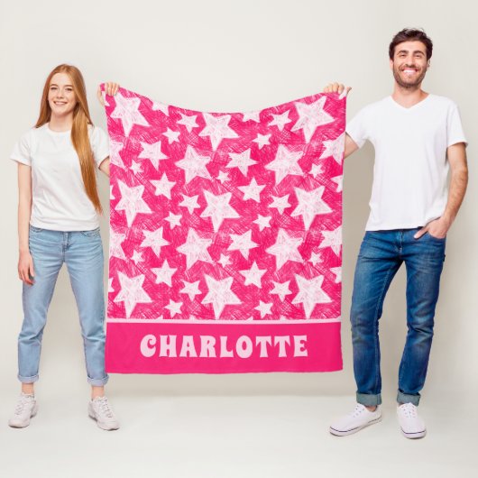 Moderne Girl Pink Stars Muster Personalisierter Na Fleecedecke (Beispiel)