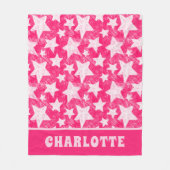 Moderne Girl Pink Stars Muster Personalisierter Na Fleecedecke (Vorderseite)