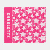 Moderne Girl Pink Stars Muster Personalisierter Na Fleecedecke (Vorderseite (Horizontal))