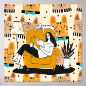 Moderne Girl Reading Graphic Art Poster (Vorne)