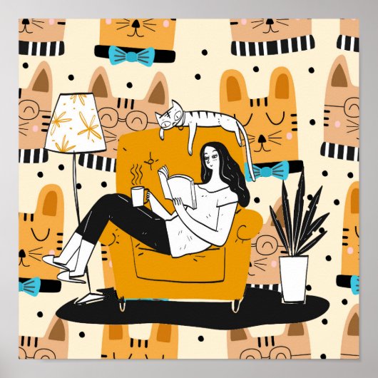 Moderne Girl Reading Graphic Art Poster (Vorne)