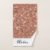 Moderne Girl Rose Gold Glitzer Mit Monogramm Badhandtuch Set (Handtuch)