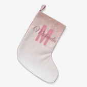 Moderne Girl Rose Gold Glitzer Pink Ombre Monogram Kleiner Weihnachtsstrumpf (Vorderansicht (hängend))