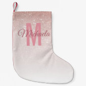 Moderne Girl Rose Gold Glitzer Pink Ombre Monogram Kleiner Weihnachtsstrumpf (Vorderseite)