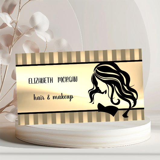 Moderne Girl-Silhouette, Streifen, Haare, Makeup Poster