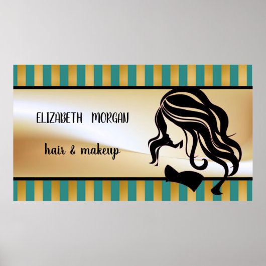 Moderne Girl-Silhouette, Streifen, Haare, Makeup Poster (Vorne)