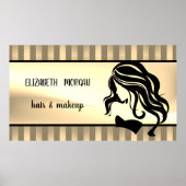 Moderne Girl-Silhouette, Streifen, Haare, Makeup Poster (Vorne)