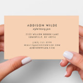Moderne Girl Soft Peach Minimalist Kalligraphie Visitenkarte