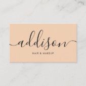 Moderne Girl Soft Peach Minimalist Kalligraphie Visitenkarte (Vorderseite)