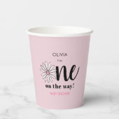 Moderne Girls Baby Shower Daisy Floral Pappbecher (Rückseite)