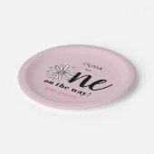Moderne Girls Baby Shower Daisy Floral Pappteller (Schrägansicht)