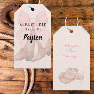Moderne Girls Night Out Pink Bow Cowboy Boots Geschenkanhänger