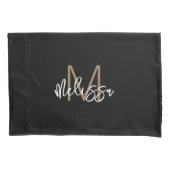 Moderne Girly Black Monogram Erstname Chic Kissenbezug (Vorderseite-Links)